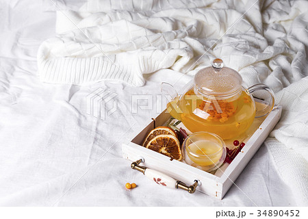 herbal tea on a wooden tray herbal tea on a wooden tray 34890452