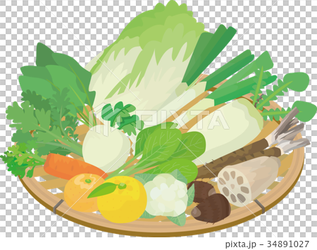冬野菜・果物かご盛り 冬野菜・果物かご盛り 34891027