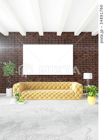 Yellow bedroom or livingroom in modern style Yellow bedroom or livingroom in modern style 34891760