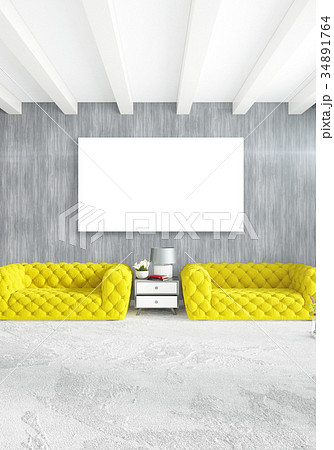 Yellow bedroom or livingroom in modern style Yellow bedroom or livingroom in modern style 34891764