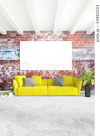 Yellow bedroom or livingroom in modern style Yellow bedroom or livingroom in modern style 34892033