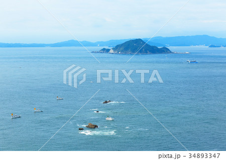 伊良湖水道と神島　釣り船 34893347