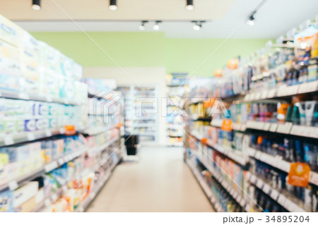 Abstract blur and defocused convenience and supermarket store 34895204