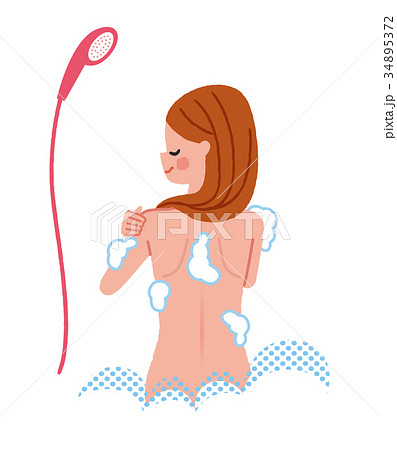 体を洗う女性 手洗いのイラスト素材