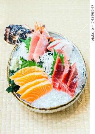 Raw and fresh salmon tuna and other sashimi fish meat 34896647