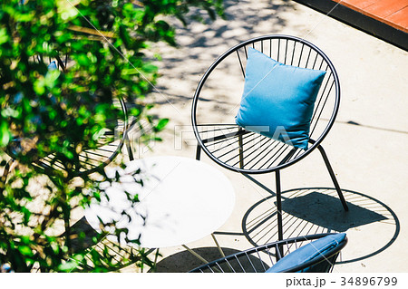 Patio with Pillow on chair and table set 34896799