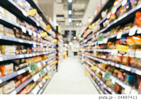 Abstract blur and defocused supermarket shopping in department store Abstract blur and defocused supermarket shopping in department store 34897411