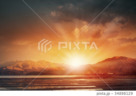 Sunrise above mountain 34898129