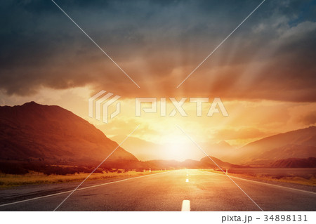 Sunrise above road Sunrise above road 34898131