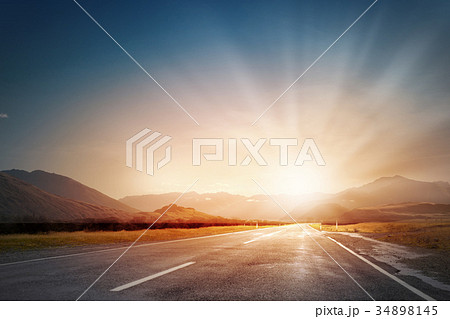 Sunrise above road 34898145