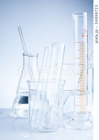 Laboratory glassware on table, Symbolic of science Laboratory glassware on table, Symbolic of science 34899723
