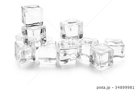 three ice cubes on white 34899981