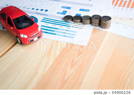 Money, chart and Red Car Money, chart and Red Car 34900226
