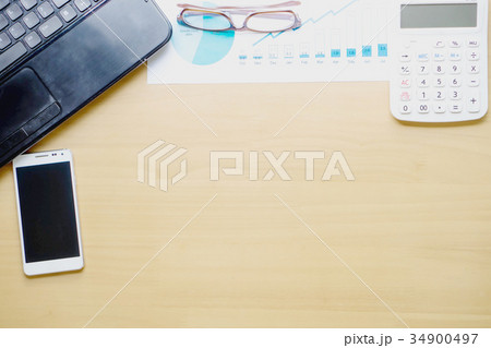 Business concept of laptop, smart phone, notebook 34900497