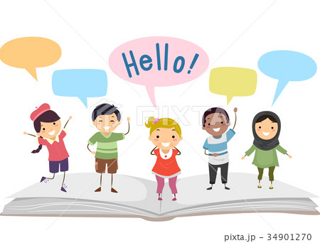 Stickman Kids Language Book Speech Bubbles 34901270