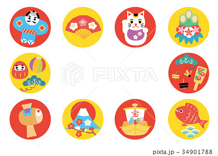 年賀状テンプレート（戌年） 34901788