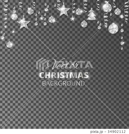 Sparkling Christmas glitter ornaments. Silver 34902112