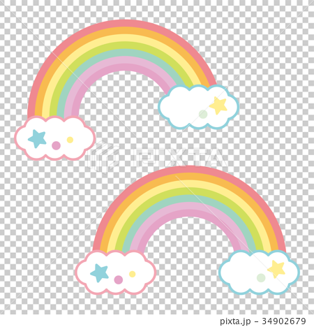 ゆめかわいい色の虹と雲 パステルカラーのイラスト素材