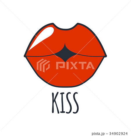 Lips kiss. Vector patch, sticker isolated on white 34902924