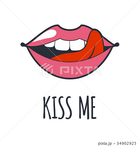 Lips kiss. Vector patch, sticker isolated on white 34902925