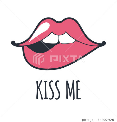 Lips kiss. Vector patch, sticker isolated on white 34902926