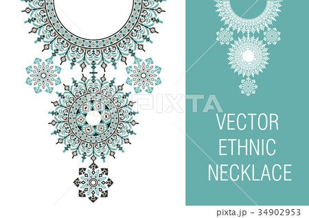 Vector Ethnic necklace Embroidery for fashion 34902953