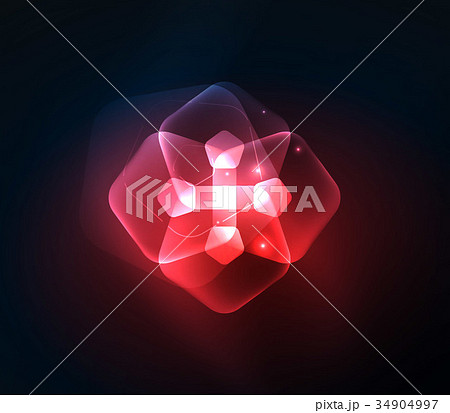 Glowing glass transparent pentagans, geometric 34904997