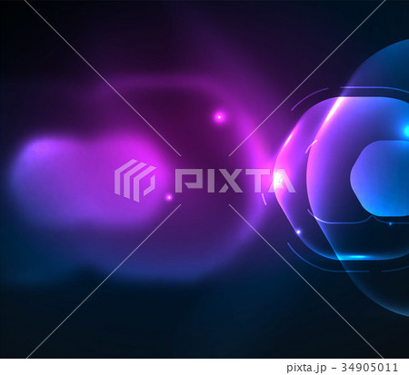 Blurred transparent hexagons on dark, digital 34905011