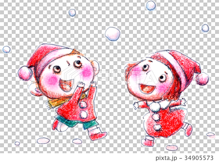 雪の中を遊ぶこども 34905573