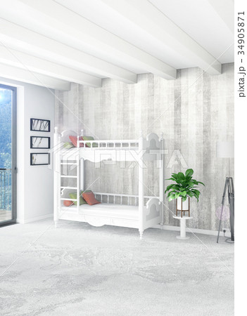 Vertical concept of loft nursery in modern style 34905871