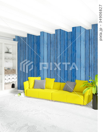 Yellow bedroom or livingroom in modern style 34906827