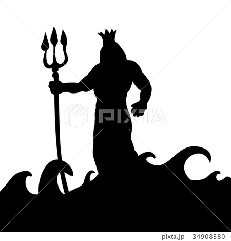 Poseidon god silhouette ancient mythology fantasy 34908380