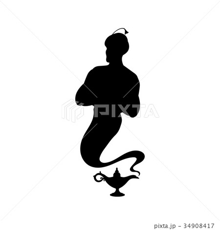 Genie Aladdin Tale Silhouette Lampのイラスト素材