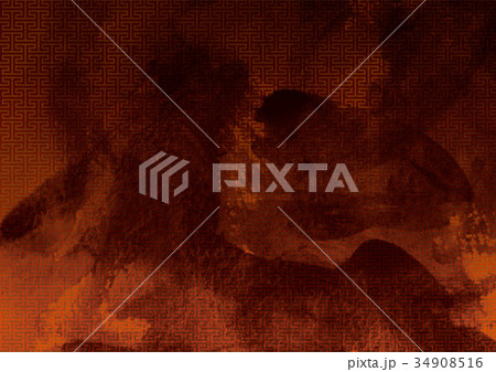 背景画像｜雲　工字繋ぎ文様｜伝統模様｜A4サイズ　Japanese background image 34908516