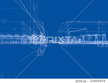 Industrial buildings. Vector 34909959