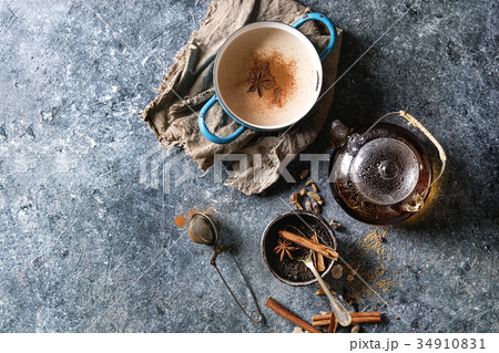 Masala chai with ingredients 34910831