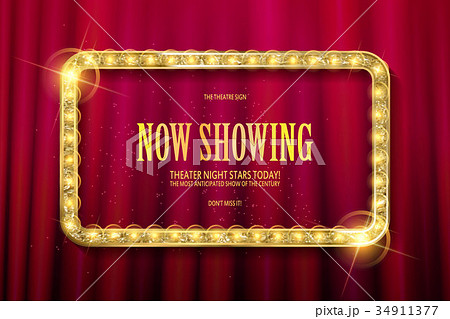 Bright red marquee with light bulbs Bright red marquee with light bulbs 34911377