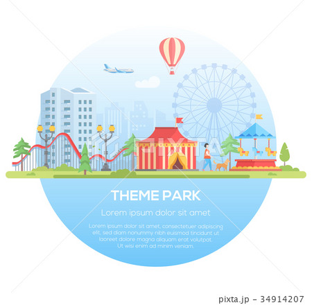 Theme park - modern flat design style vector 34914207