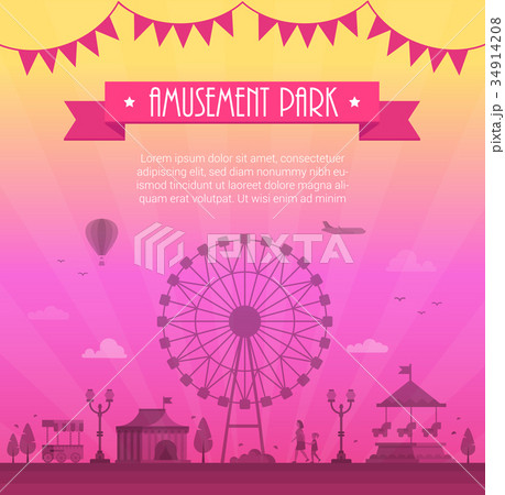 Amusement park - modern vector illustration with 34914208