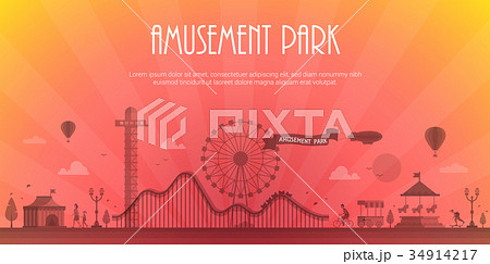 Amusement park - modern vector illustration with Amusement park - modern vector illustration with 34914217
