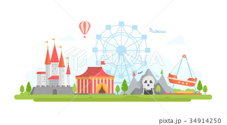 Amusement park - modern flat design style vector 34914250
