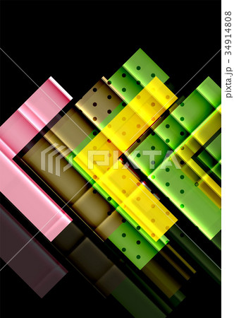 Colorful triangles and arrows on dark background 34914808