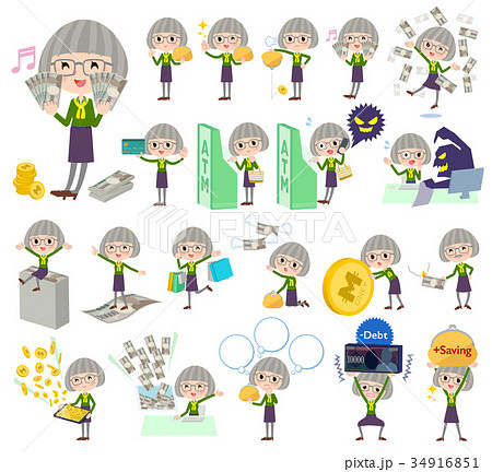 green shirt old women_money 34916851