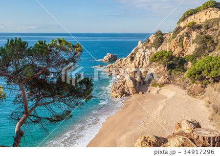 Idyllic Meditteranean beach near Calella 34917296