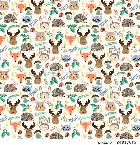 pattern with cute cartoon forest animals pattern with cute cartoon forest animals 34917685