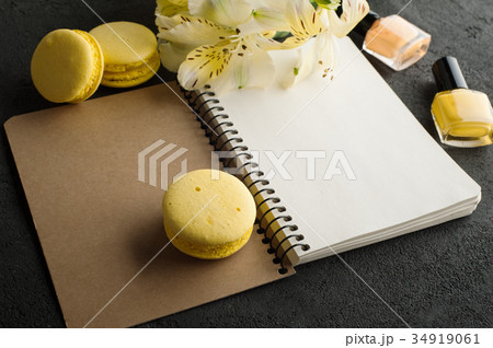 Blank notebook, yellow macaroons Blank notebook, yellow macaroons 34919061