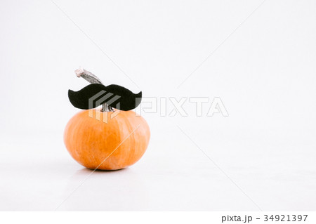 Little pumpkin with mustache on white 34921397