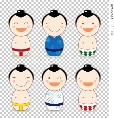 Japanese material, kokeshi, doll set (wrestler) 34922386
