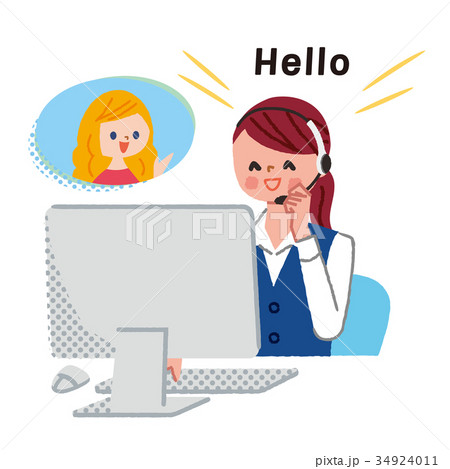 女性　オペレーター　英語　文字あり 34924011