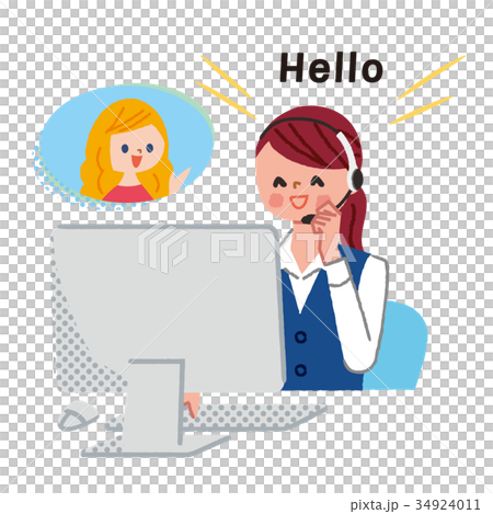 女性　オペレーター　英語　文字あり 34924011